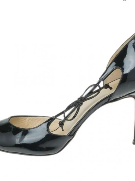 Christian Louboutin Black Patent Leather Delico 100' D'orsay Pumps Peep Toe 41 - Picture 10 of 16